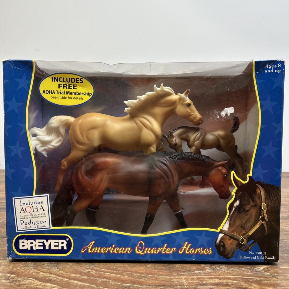 Vintage Breyer #750102 American Quarter Horses Hollywood‎ Gold Family New 2007